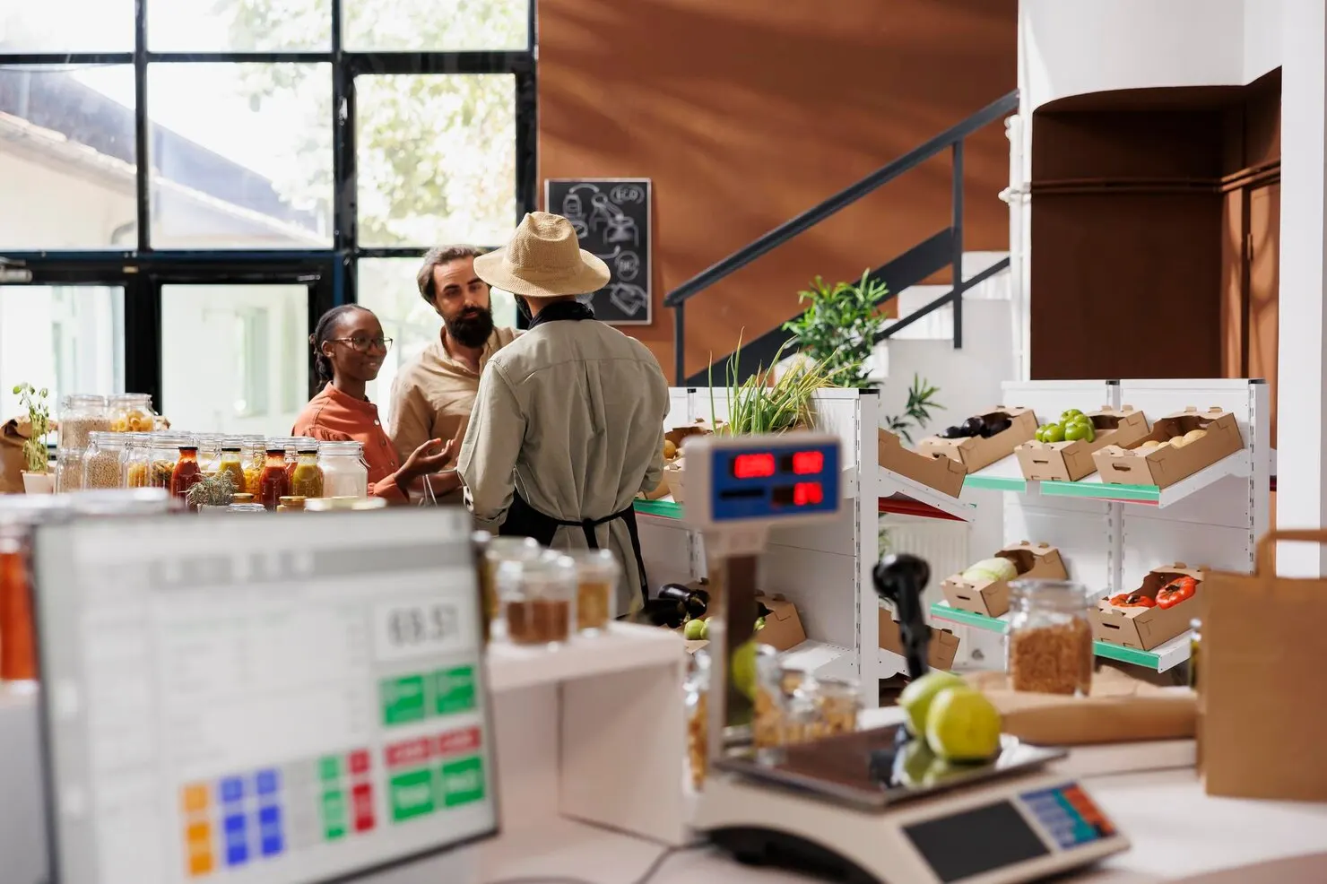 Staff working behind the counter of a small business